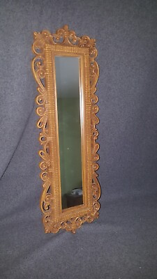 #ad Narrow Wall Mirror Hall Side and Top Mount 7quot; x 21quot; Gold Tone Framed $17.00