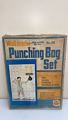 #ad 1970’s Vintage New York Toy Punching Bag Set Wall Model Game #28 New Sealed $79.19