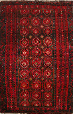 #ad #ad Vintage Tribal Traditional Red Geometric Balouch Hand made Rug Area Carpet 4x6 $232.00