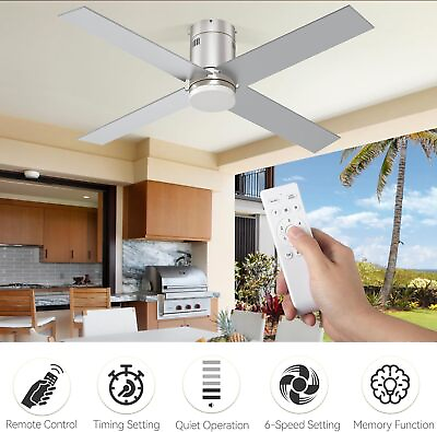 #ad 52quot; Flush Mount Ceiling Fan with Light and Remote Modern for Indoor DC Motor $87.49